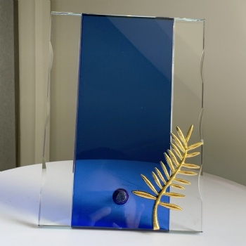 ADL Crystal Glass Medals High-Quality with Metallic Ear of Wheat for Souvenir Gifts and Awards