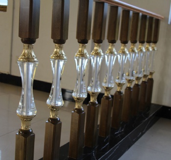 Clear crystal glass baluster with wood base for home staircase use