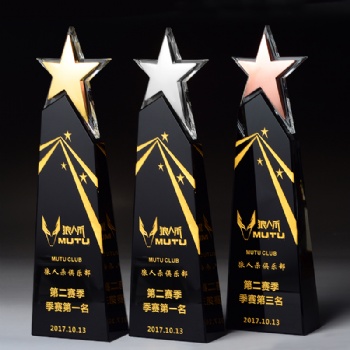 Black star crystal trophy