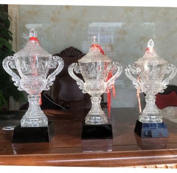 ADL Crystal Glass Trophy Awards from China for Souvenir Painted Crystal Crafts Championship Cup Big Size Trophy Awards