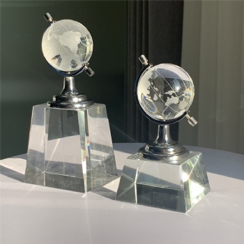 ADL Crystal Glass Globe Trophy Awards Glass Souvenir Gifts Sports Ball Crystal Crafts for Business Gifts
