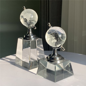 ADL Crystal Glass Globe Trophy Awards Glass Souvenir Gifts Sports Ball Crystal Crafts for Business Gifts