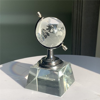 ADL Crystal Glass Globe Trophy Awards Glass Souvenir Gifts Sports Ball Crystal Crafts for Business Gifts