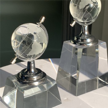 ADL Crystal Glass Globe Trophy Awards Glass Souvenir Gifts Sports Ball Crystal Crafts for Business Gifts