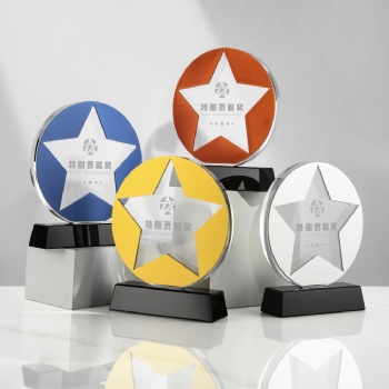 ADL Star New Design Round High-Quality Crystal Glass Trophy Awards Four Colors for Sports Events Champion First One