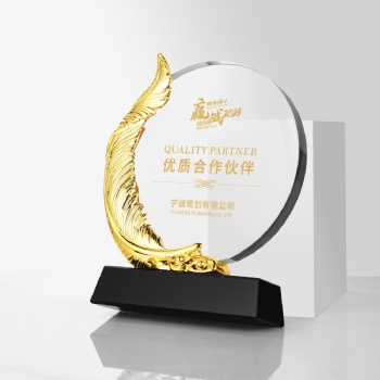 ADL Creative Crystal Glass Trophy Metal Awards with Black Crystal Glass Base Customized Words and Logo Trophy Crystal Crafts