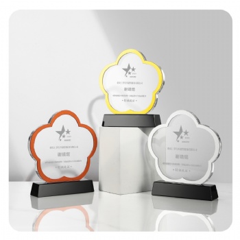 ADL Flower New Design Crystal Glass Awards Trophy for Souvenir Business Glass Crafts Gifts Wholesales Factory Manufacture