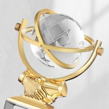ADL Globe Crystal Glass Trophy for Sports Awards Crystal Crafts for Business Gifts Polished Crystal Trophy Crafts