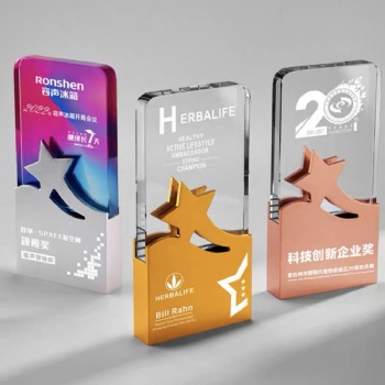 ADL Crystal Glass Star Trophy Awards Engraved Crystal Trophy Crafts for Sport Trophy Award Carved Logo