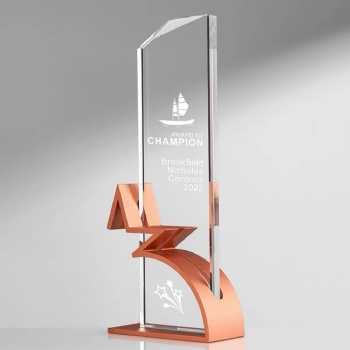 ADL Wholesales Crystal Glass Trophy Awards with Metal Star Crystal Crafts Customized Logo and Words for Business Crystal Trophy