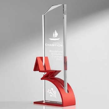 ADL Wholesales Crystal Glass Trophy Awards with Metal Star Crystal Crafts Customized Logo and Words for Business Crystal Trophy