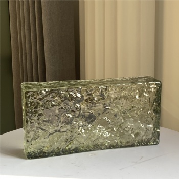 New Design 50*100*200mm Stone Pattern Painted Light Green Crystal Glass Brick Blocks For Home House Decoration