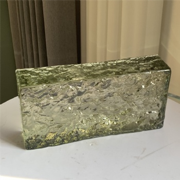 New Design 50*100*200mm Stone Pattern Painted Light Green Crystal Glass Brick Blocks For Home House Decoration