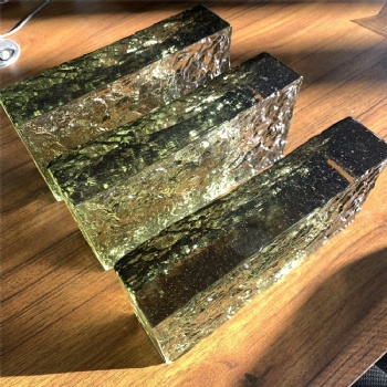 New Design 50*100*200mm Stone Pattern Painted Light Green Crystal Glass Brick Blocks For Home House Decoration