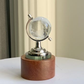 Adl Crystal Glass Globe Trophy Awards Glass Souvenir Gifts Crystal Glass and Wooden Crafts Trophy Awards Crystal Crafts