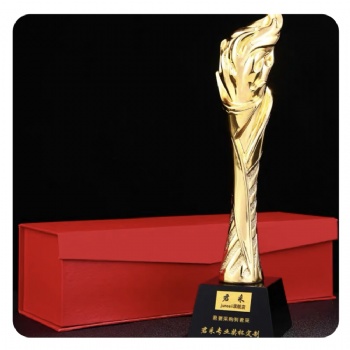 ADL Cheap Children and Youth Resin Torch Trophy with Crystal Glass Black Base for Souvenir Gifts Manufacture Cheap Trophy