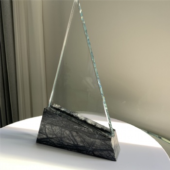 ADL Triangular Glass Trophy Awards Wholesale Cheap with Stone Base Basketball Events Awards