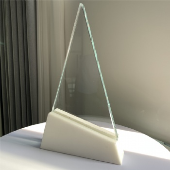 ADL Triangular Glass Trophy Awards Wholesale Cheap with Stone Base Basketball Events Awards
