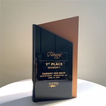 ADL New Design Metal Trophies Awards with Black Crystal Glass Wholesale with for Sports Events