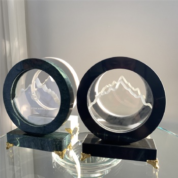 ADL Mountain Peak Round Crystal Glass Trophy Awards with 4 Colors Colorful Trophy New Design and High-quality