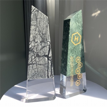 ADL New Design Stone Trophy with Crystal Glass Awards for Cooperate Team Awards