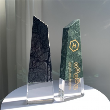 ADL New Design Stone Trophy with Crystal Glass Awards for Cooperate Team Awards
