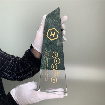 ADL New Design Stone Trophy with Crystal Glass Awards for Cooperate Team Awards