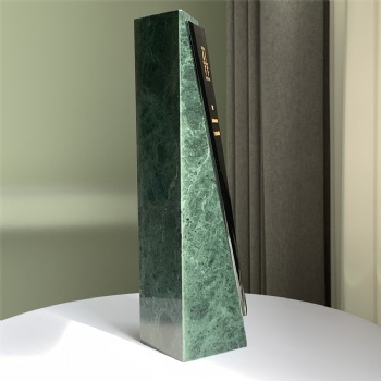 ADL High-Quality Green Stone Trophy Awards with Black Crystal Glass Wholesale Cheap Crystal Stone Trophy for Retail Stores