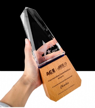 New Wood Creative Company Annual Meeting Souvenir Solid Wood Medal Awards Color Printed Crystal Wood Trophy