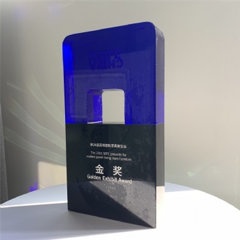 ADL K9 Blue Crystal Glass Trophy Award Manufacturer Customize Arched Crystal Trophy Glass