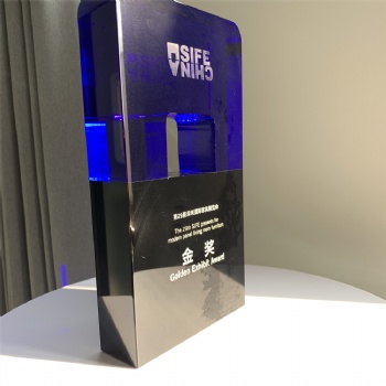 ADL K9 Blue Crystal Glass Trophy Award Manufacturer Customize Arched Crystal Trophy Glass