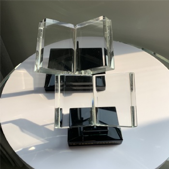 ADL K9 Clear Blank Book Shaped Crystal Glass Trophy Award Customize Words for Home Decoration Souvenir Gifts