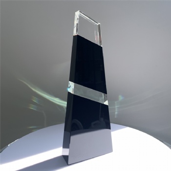 Black Customized Corporate Awards Crystal High Grade Reward Crystal Glass Trophy