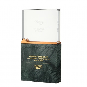 ADL 2023 New Design Crystal Glass Trophy Awards with Green Stone Base Wholesale Trophy