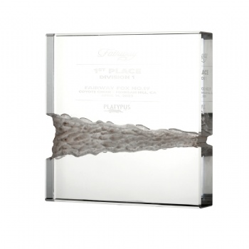 ADL 2023 New Design Crystal Clear Glass Cube Trophy  Awards Sandblasting Design with Customized Logo
