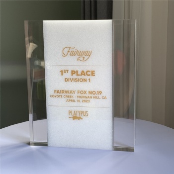 ADL 2023 New Design Crystal Glass White Stone Trophy Awards with Customized Logo for Souvenir Gifts