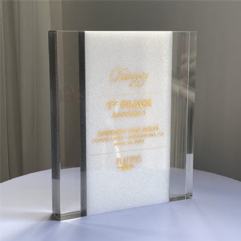 ADL 2023 New Design Crystal Glass White Stone Trophy Awards with Customized Logo for Souvenir Gifts
