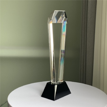 ADL 2023 Crystal Hexagon Clear Glass Trophy Awards with Black Base for Sports Events Staff Awards