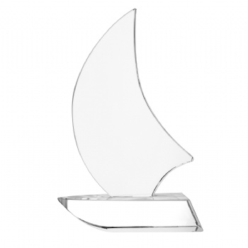 ADL Sailboat Crystal Glass Trophy Awards High-Quality Customized Design with Words and Logo for Company Gifts
