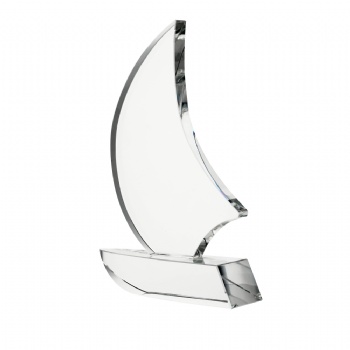ADL Sailboat Crystal Glass Trophy Awards High-Quality Customized Design with Words and Logo for Company Gifts