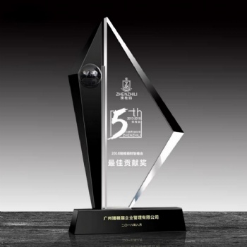 ADL New Design Black Crystal Glass Sailboat Trophy Awards for Company Awards Business Gifts
