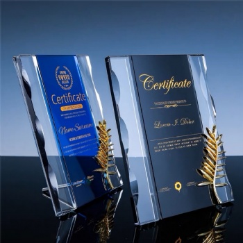 ADL Crystal Glass Medals High-Quality with Metallic Ear of Wheat for Souvenir Gifts and Awards