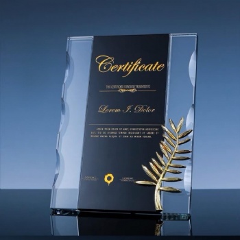 ADL Crystal Glass Medals High-Quality with Metallic Ear of Wheat for Souvenir Gifts and Awards