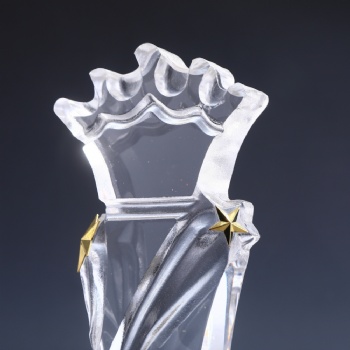 ADL New Design Crystal Crown Glass Trophy Wholesales with Customized Logo Words Art Awards