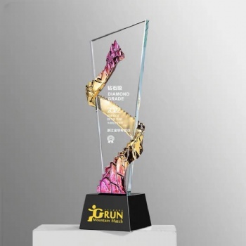 ADL 2023 New Design Crystal Glass Trophy with Customized Logo Words for Sports Events Gifts