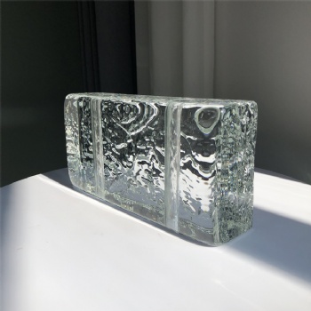 50*100*200mm Single Sided Stone Pattern Clear White Transparent Crystal Glass Brick Blocks with Holes for Building Decoration