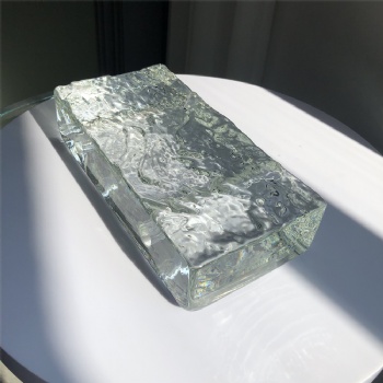50*100*200mm Single Sided Stone Pattern Clear White Transparent Crystal Glass Brick Blocks with Holes for Building Decoration