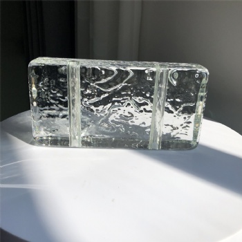 50*100*200mm Single Sided Stone Pattern Clear White Transparent Crystal Glass Brick Blocks with Holes for Building Decoration