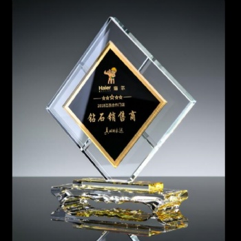 ADL Crystal Glass Square Trophy Awards with Black Base High-Quality with Customized Logo and Awards Wholesales