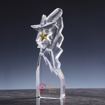 ADL New Design Crystal Clear Transparent Glass Star Trophy Awards for Business Company Souvenir Gifts